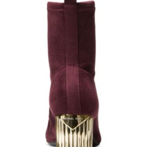 NWOB Women Michael Kors Porter Mid Bootie Merlot Stretch Suede  Merlot B4HP - Picture 3 of 3